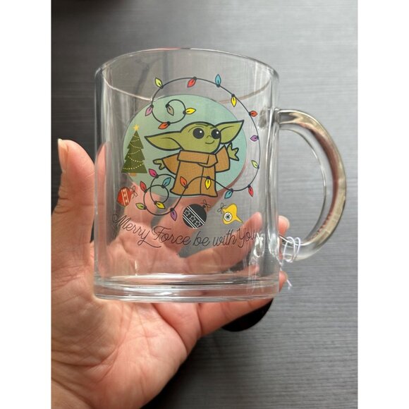 Disney Star Wars the Mandalorian Glass Mug | Baby Yoda Coffee Mug 17.5 OZ. Merry - Picture 3 of 4